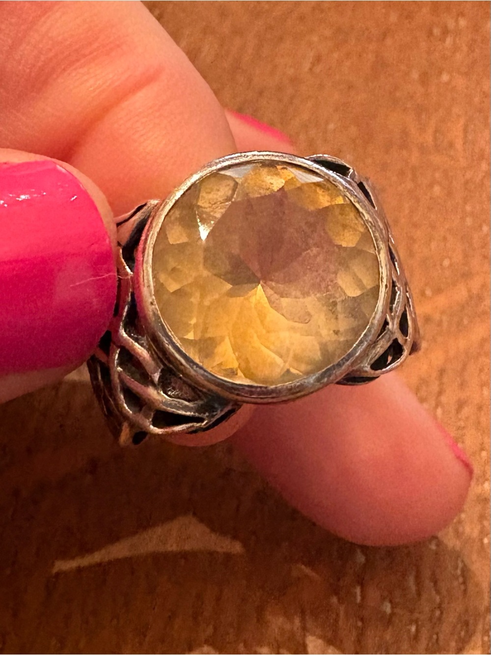 Silpada R1425 .925 Sterling Silver Yellow Citrine Statement Ring -size 8.5